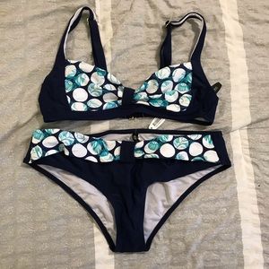 Blue tropical bikini set